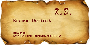 Kremer Dominik névjegykártya
